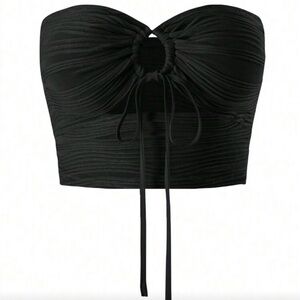 SHEIN Drawstring Front Cut Out Tube Top, Black, Size S, NWOT